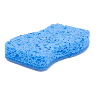 This double-sided wood pulp sponge features a gentle, non-scratching scouring pad on one side, providing powerful cleaning for kitchenware and household cleaning.