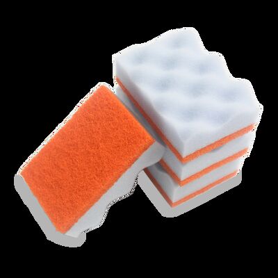 2-in-1 Nano Scourer Sponge: Chemical-Free Cleaning + Non-Scratch Scrubbing Layer.