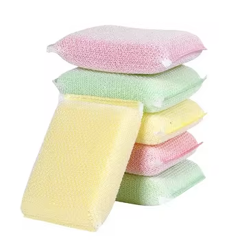Polyester-Wrapped Kitchen Sponge: Durable Outside, Soft Absorbent Core Inside.