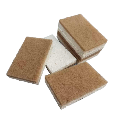 Sisal scouring pads and composite wood pulp sponges are available in custom colors.