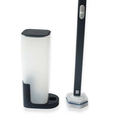 Portable, durable, high-end disposable toilet brush set with cleaning solution
