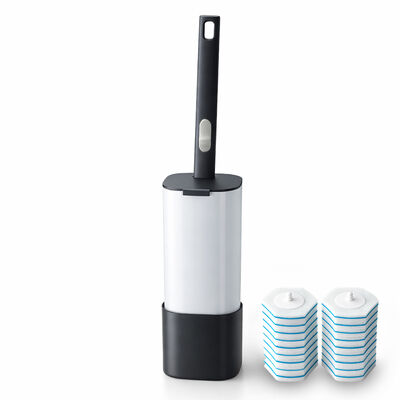 Replaceable Brush Head, Clamp-Type No-Hands Design, Convenient Disposable Toilet Brush Set