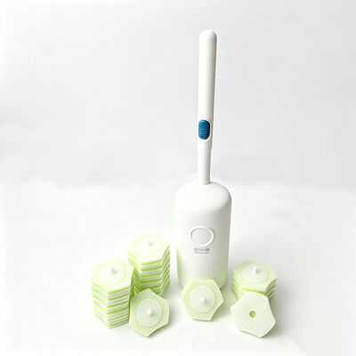Reusable Handle, Pre-Impregnated Concentrated Cleaning Solution, Disposable Toilet Brush Set
