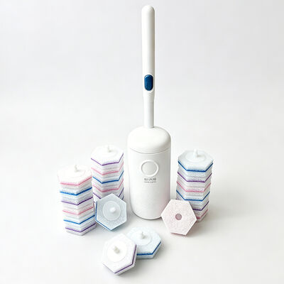 Anti-Slip Snap-On Design, Long-Lasting Cleaning Formula – Disposable Toilet Brush Set