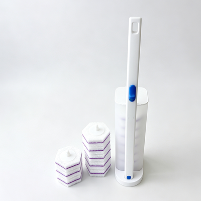 Toilet Brush Kit – Replaceable Heads with Built-In Cleaner for Hygiene
