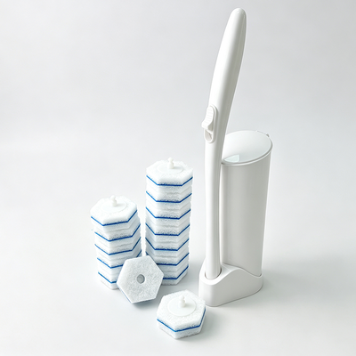 Disposable toilet brush set with 10 replacement sponge refills High-quality craftsmanship