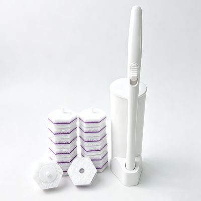 Disposable toilet brush, white, wall-mountable, ABS material, source manufacturer