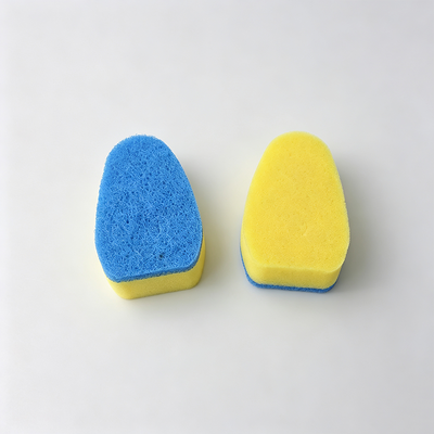 Scrubbing sponges with irregular shapes can be customized with custom handles.