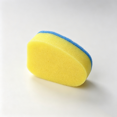 Scrubbing sponges with irregular shapes can be customized with custom handles.