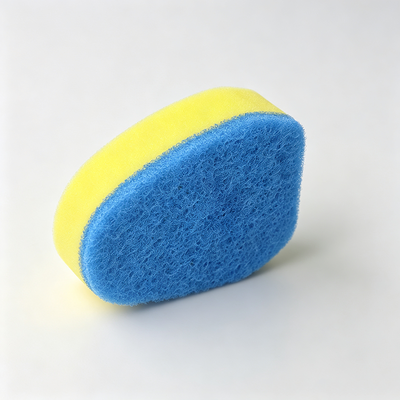 Scrubbing sponges with irregular shapes can be customized with custom handles.