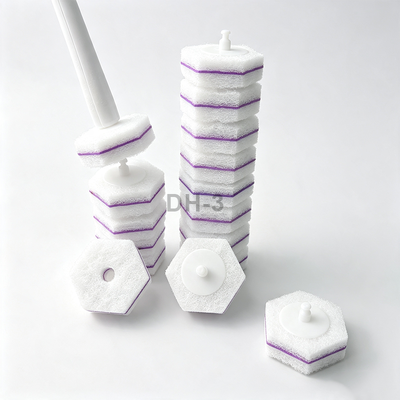 Disposable toilet brush replacement heads, blue, with built-in cleaning solution scent