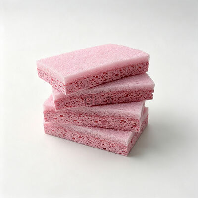 Pink Biodegradable Compostable Wood Pulp Scrubber Pads for Cleaning
