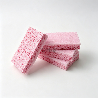 Pink Biodegradable Compostable Wood Pulp Scrubber Pads for Cleaning