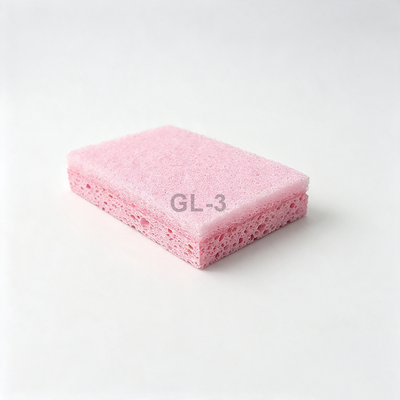 Pink Biodegradable Cellulose Scouring Pad - 100% Natural & Home-Compostable for Eco-Friendly Cleaning