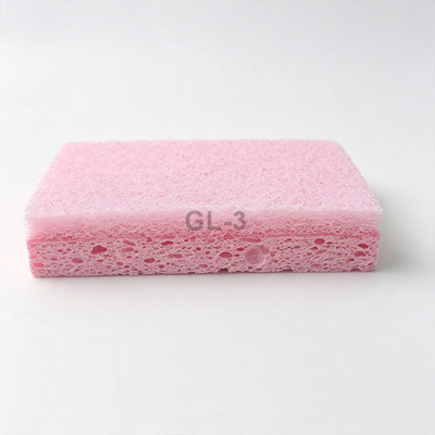 Pink Biodegradable Cellulose Scouring Pad - 100% Natural & Home-Compostable for Eco-Friendly Cleaning