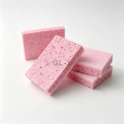 Pink Biodegradable Cellulose Scouring Pad - 100% Natural & Home-Compostable for Eco-Friendly Cleaning