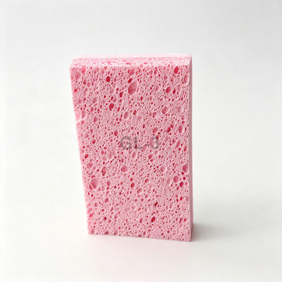Pink Biodegradable Cellulose Scouring Pad - 100% Natural & Home-Compostable for Eco-Friendly Cleaning