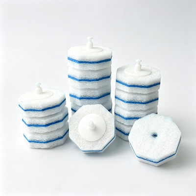 Disposable toilet brush replacement heads  with strong fragrances and thorough cleaning