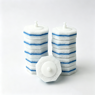 Disposable toilet brush replacement heads  with strong fragrances and thorough cleaning