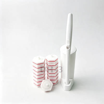 Custom Logo Disposable Toilet Brush with Flushable Replaceable Head and Biodegradable Eco Friendly Pad
