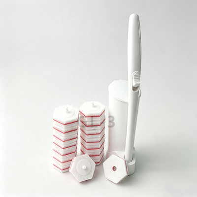 Custom Logo Disposable Toilet Brush with Flushable Replaceable Head and Biodegradable Eco Friendly Pad