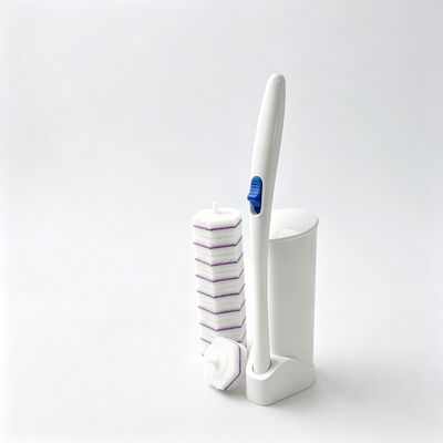 Silicone Toilet Brush with Leakproof Ventilated Holder and Wall Mounted Storage for Bathroom Cleaning