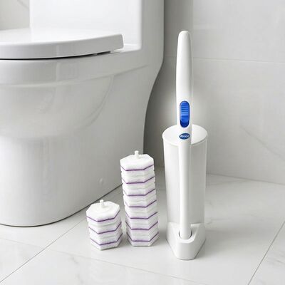 Eco Friendly Disposable Toilet Brush with Bamboo Fiber Handle and Compostable Refill Heads for 120 Days Biodegradation