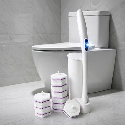 Eco Friendly Disposable Toilet Brush with Bamboo Fiber Handle and Compostable Refill Heads for 120 Days Biodegradation