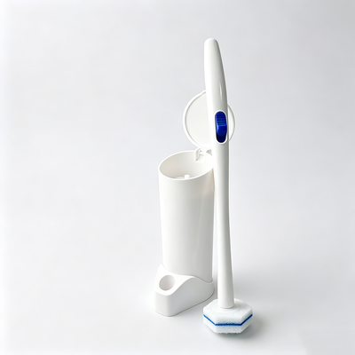 Soap Dispensing Toilet Brush with 45 ml Dose Control Chamber and 10 Sponge Heads Per Kit for Dead Corner Reach Cleaning