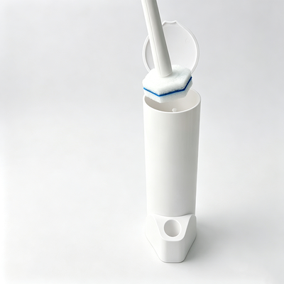 Soap Dispensing Toilet Brush with 45 ml Dose Control Chamber and 10 Sponge Heads Per Kit for Dead Corner Reach Cleaning