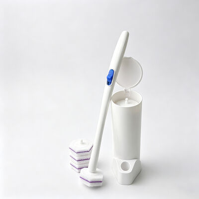 360 Degree Toilet Brush Disposable Toilet Brush with Petal-Cut Flexible Pad On Sprung Hub, Flushable Sewer Safe Head and 42 cm Handle
