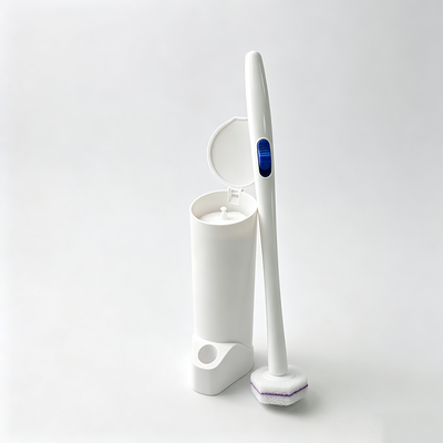 360 Degree Toilet Brush Disposable Toilet Brush with Petal-Cut Flexible Pad On Sprung Hub, Flushable Sewer Safe Head and 42 cm Handle